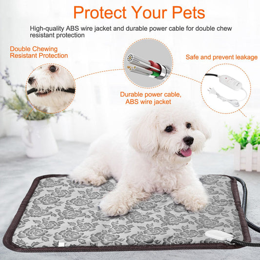 KFX-6976701 Pet Heating Pad for Dogs and Cats - Waterproof, Adjustable Temperature, Chew Resistant Cord, Rapid Heating