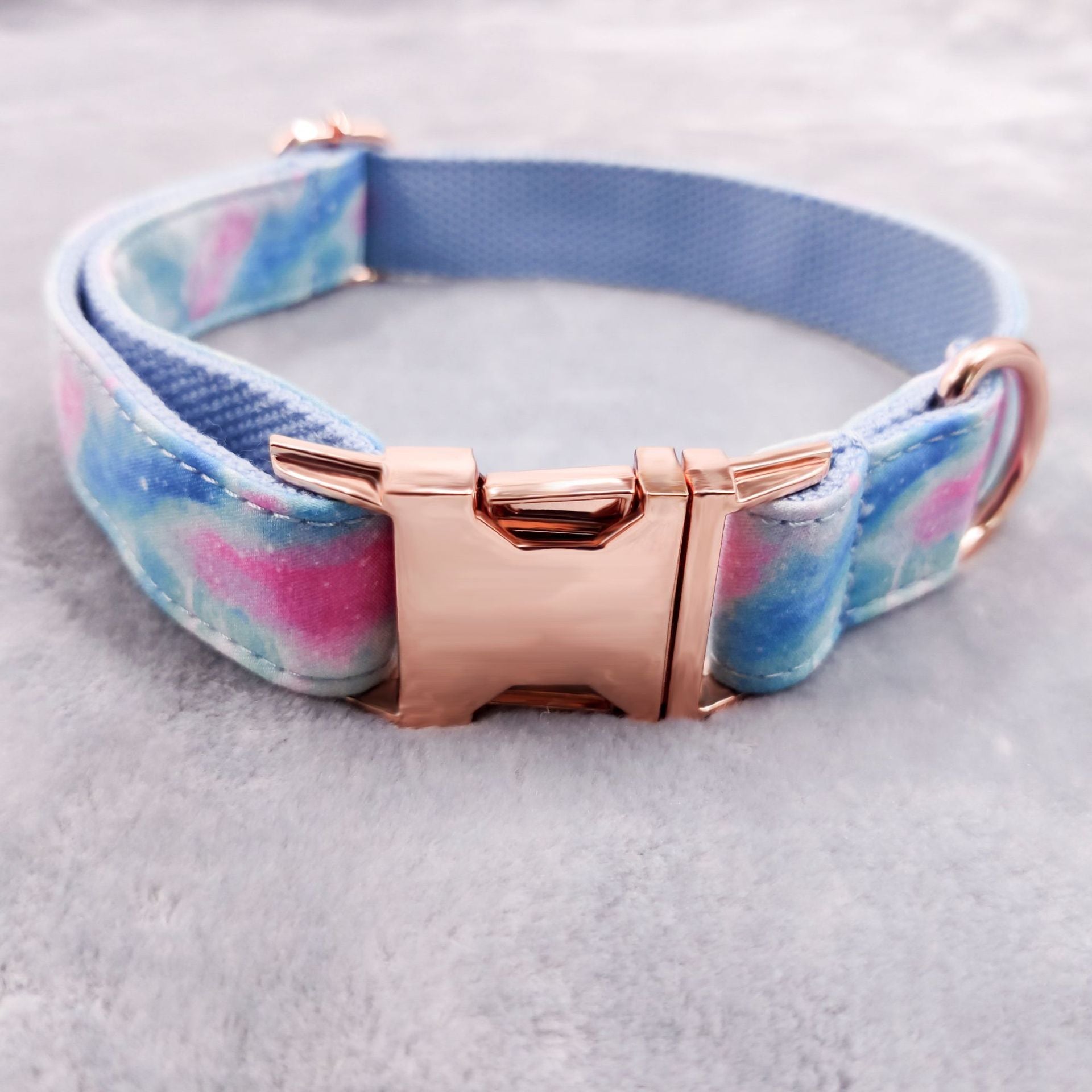 KFX-6976829 Engravable Pet Collar with Fashionable Rose Gold Zinc Alloy Buckle, Multiple Sizes Available