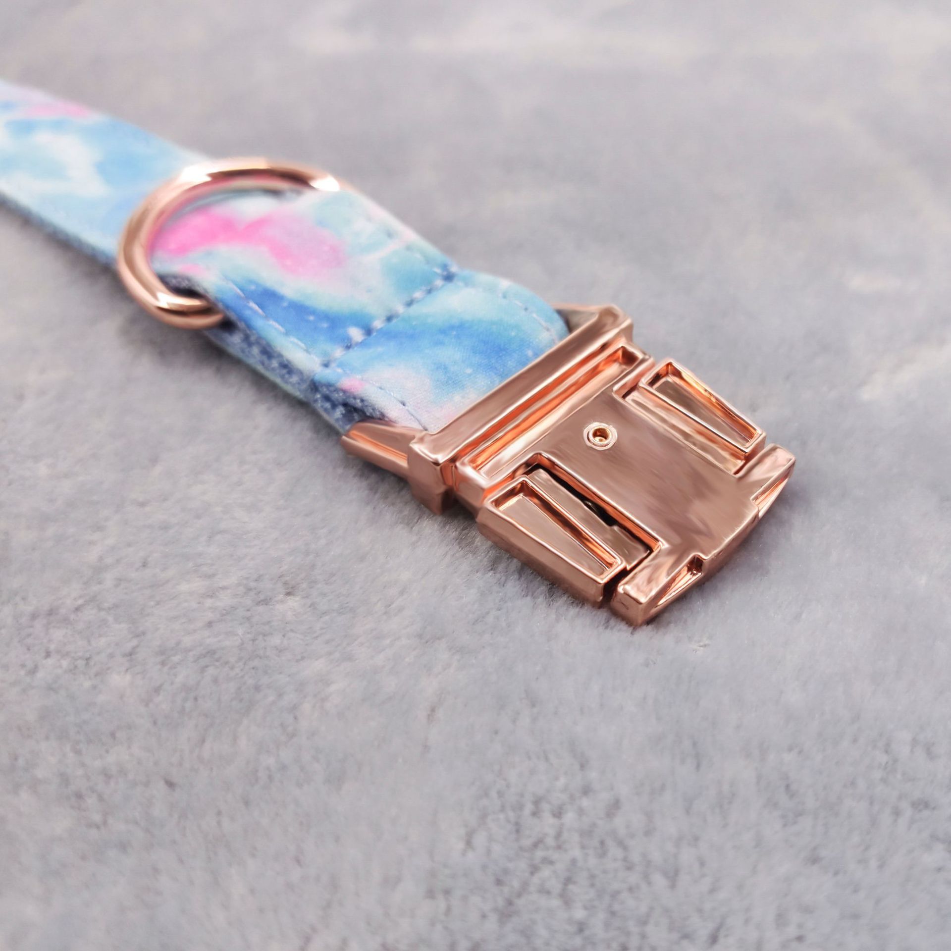 KFX-6976829 Engravable Pet Collar with Fashionable Rose Gold Zinc Alloy Buckle, Multiple Sizes Available