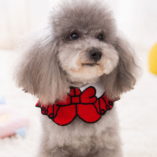 KFX-6977213 Knit Saliva Towel Scarf for Dogs and Cats, Adjustable Size 28-64cm, Suitable for All Seasons
