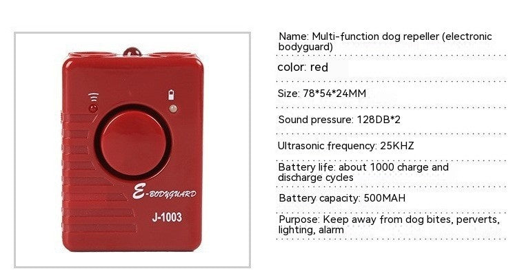 KFX-6978109 Ultrasonic Dog Dispeller with Personal Alarm and Flashlight Function