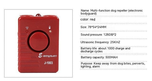 KFX-6978109 Ultrasonic Dog Dispeller with Personal Alarm and Flashlight Function