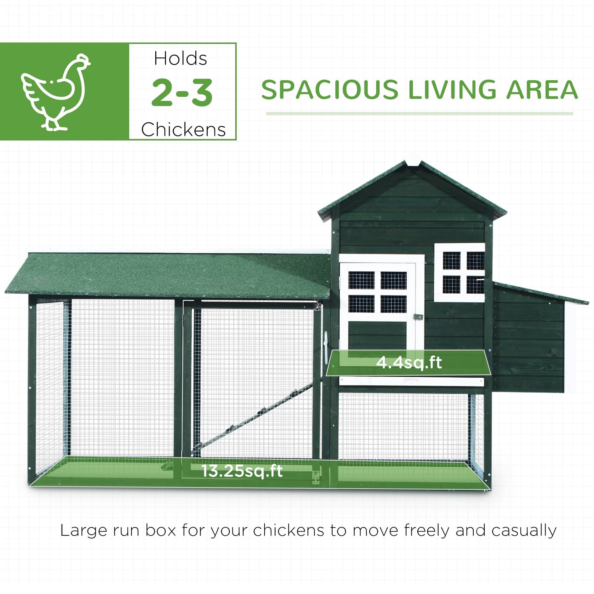 KFX-6978493 Spacious 84-Inch Chicken Coop with Run and Nesting Box for Outdoor Use