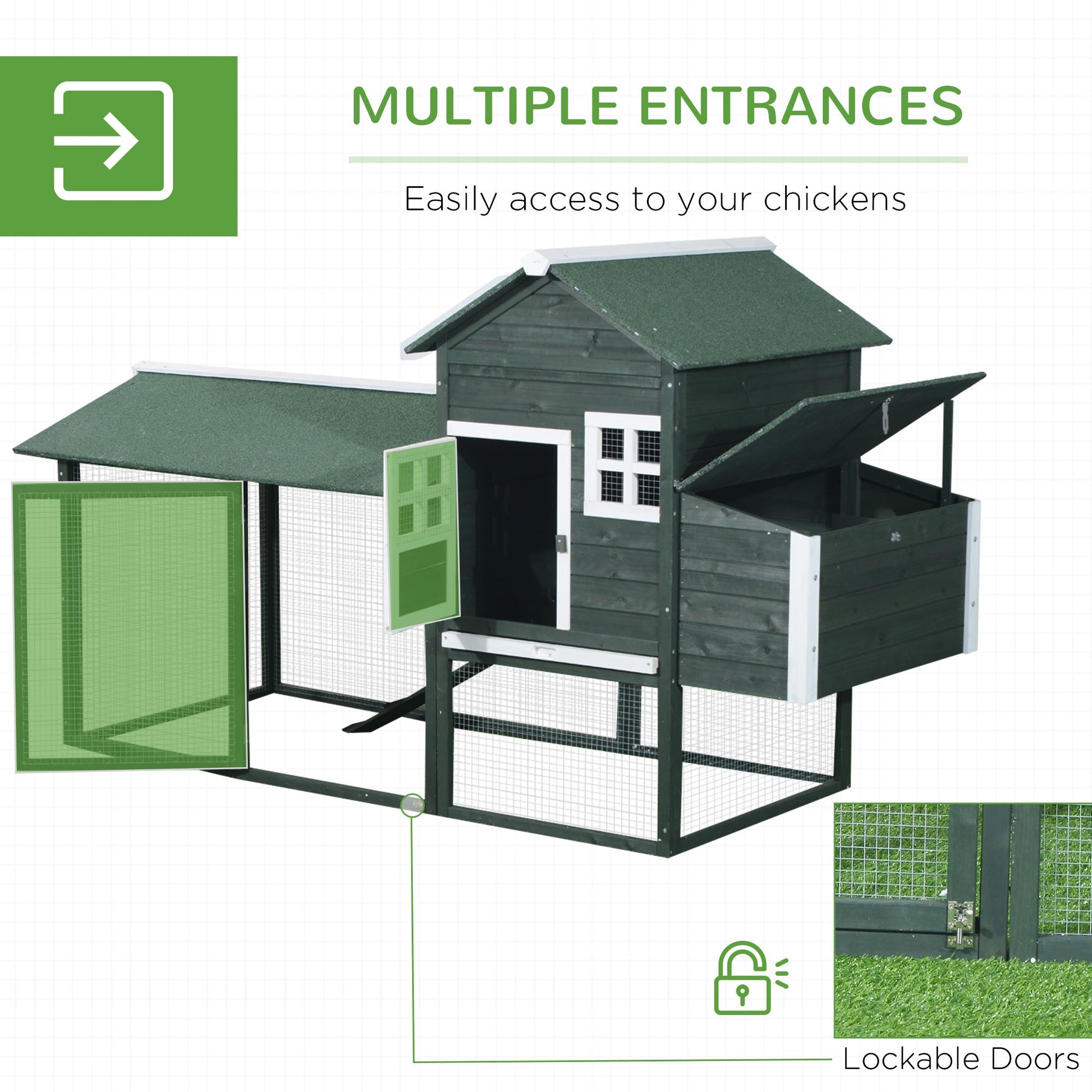 KFX-6978493 Spacious 84-Inch Chicken Coop with Run and Nesting Box for Outdoor Use