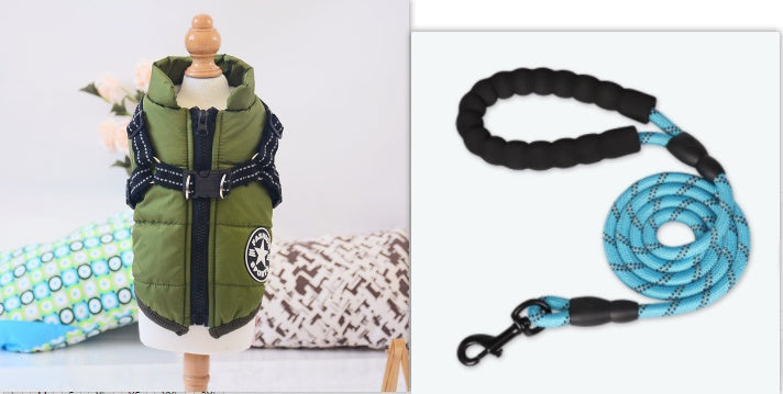 KFX-6979261 Waterproof Winter Dog Coat with Harness for Large and Small Breeds, Available in Red, Navy Blue, and Army Green