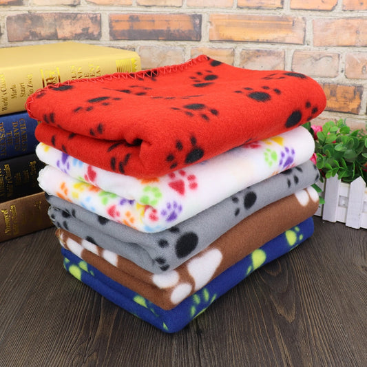 KFX-6981437 Soft Fleece Pet Blanket with Paw Print Design - Ideal for Warmth and Comfort