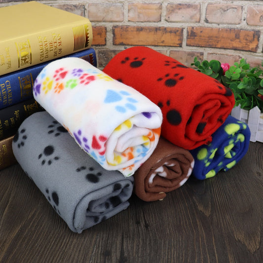 KFX-6981437 Soft Fleece Pet Blanket with Paw Print Design - Ideal for Warmth and Comfort