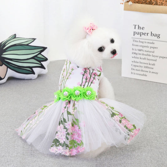 KFX-6982205 Multi-Leaf Pink Dog Dress for Weddings and Special Occasions in Various Sizes