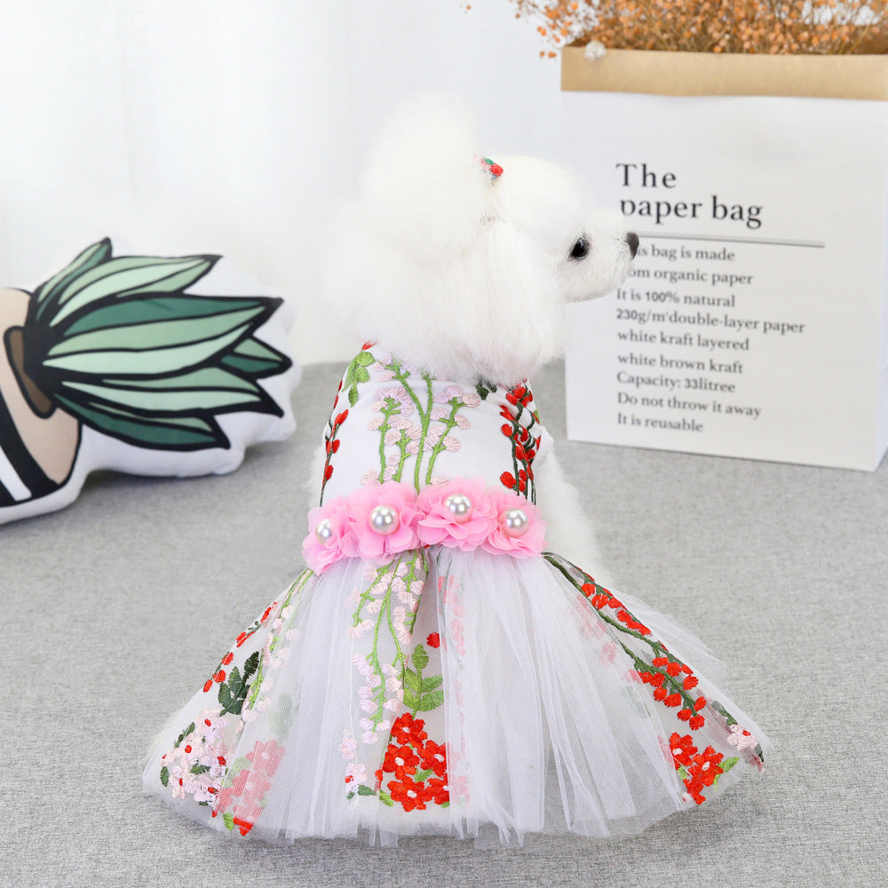 KFX-6982205 Multi-Leaf Pink Dog Dress for Weddings and Special Occasions in Various Sizes