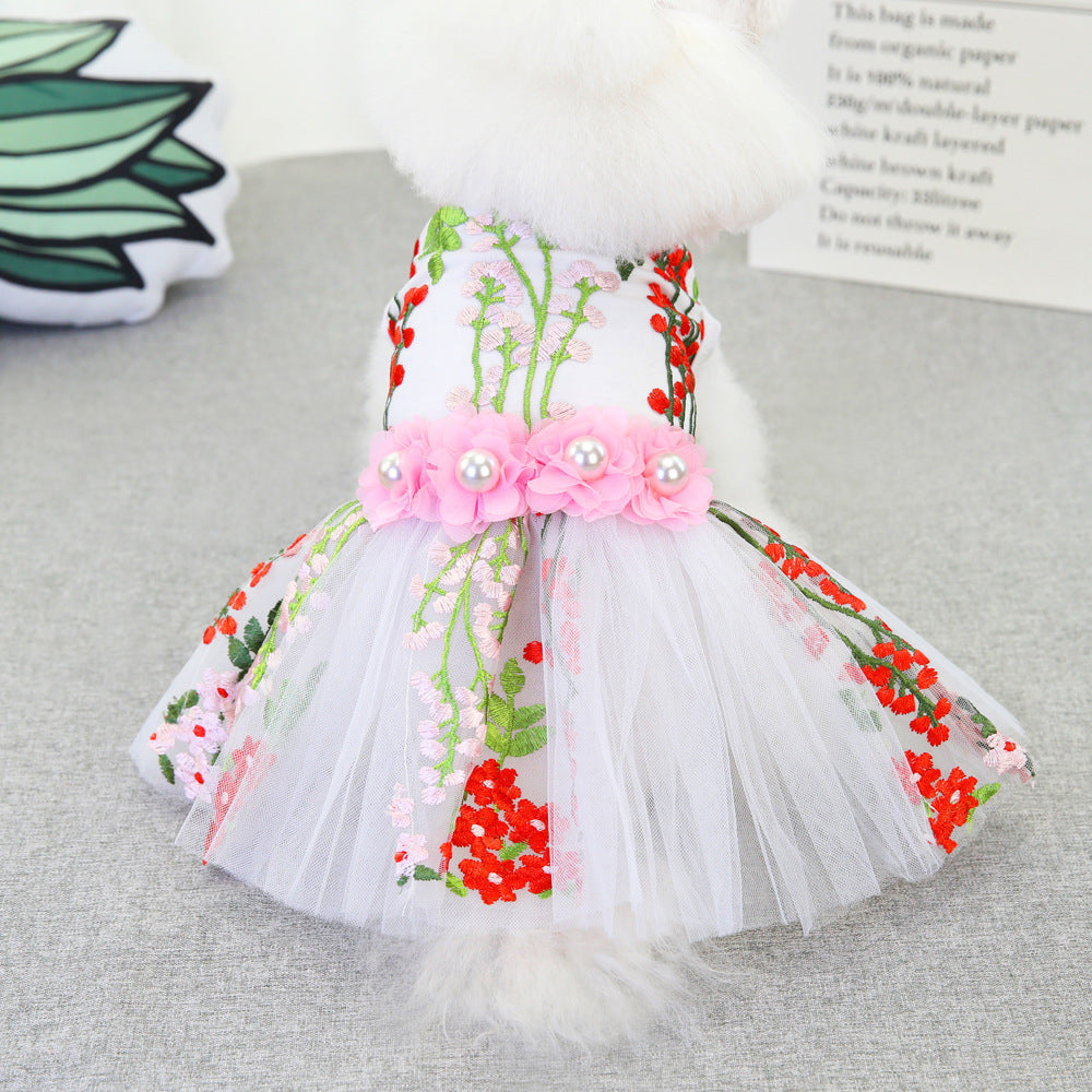 KFX-6982205 Multi-Leaf Pink Dog Dress for Weddings and Special Occasions in Various Sizes