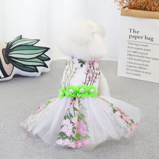 KFX-6982205 Multi-Leaf Pink Dog Dress for Weddings and Special Occasions in Various Sizes