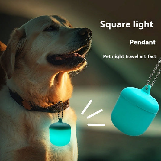 KFX-6982589 Pet Night Safety Light Pendant - Anti-Lost Dog Tag in Lake Blue or Orange, USB Rechargeable Silicone ключь