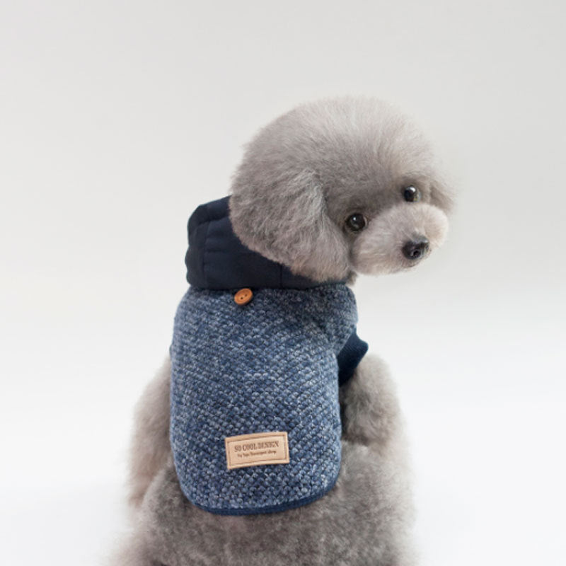 KFX-6982973 Hooded Snowflake Pet Clothing for Dogs - Casual Cotton Two-Legged Design