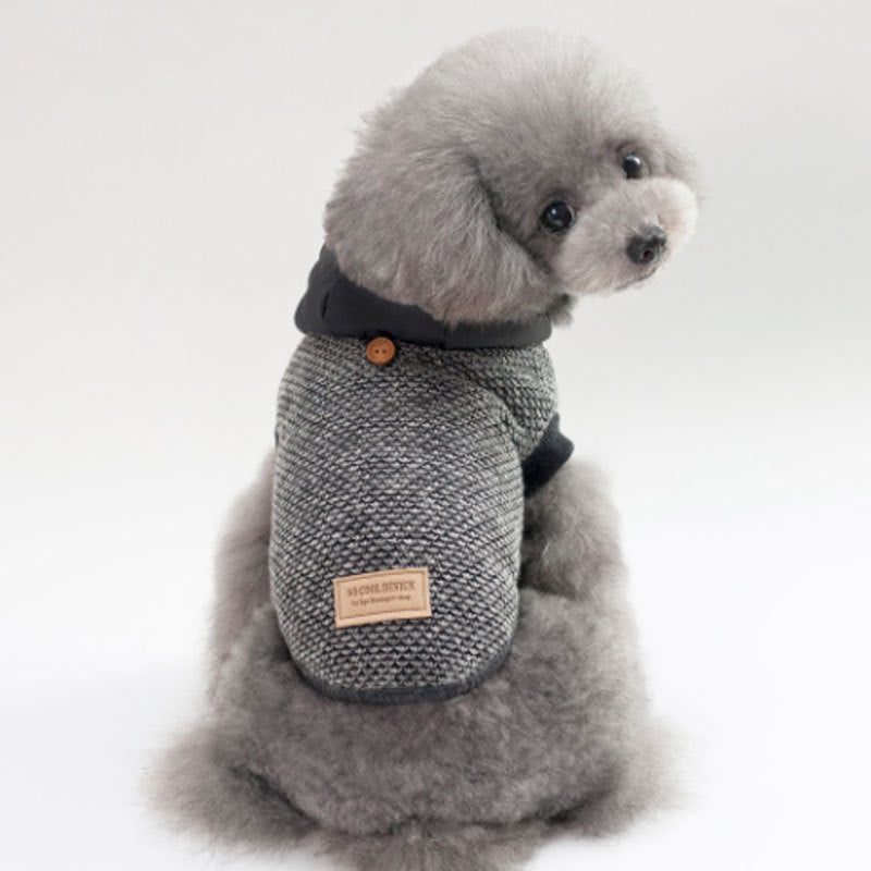 KFX-6982973 Hooded Snowflake Pet Clothing for Dogs - Casual Cotton Two-Legged Design