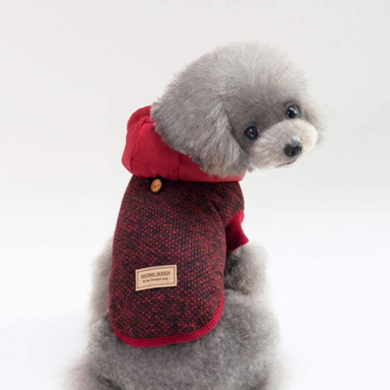 KFX-6982973 Hooded Snowflake Pet Clothing for Dogs - Casual Cotton Two-Legged Design