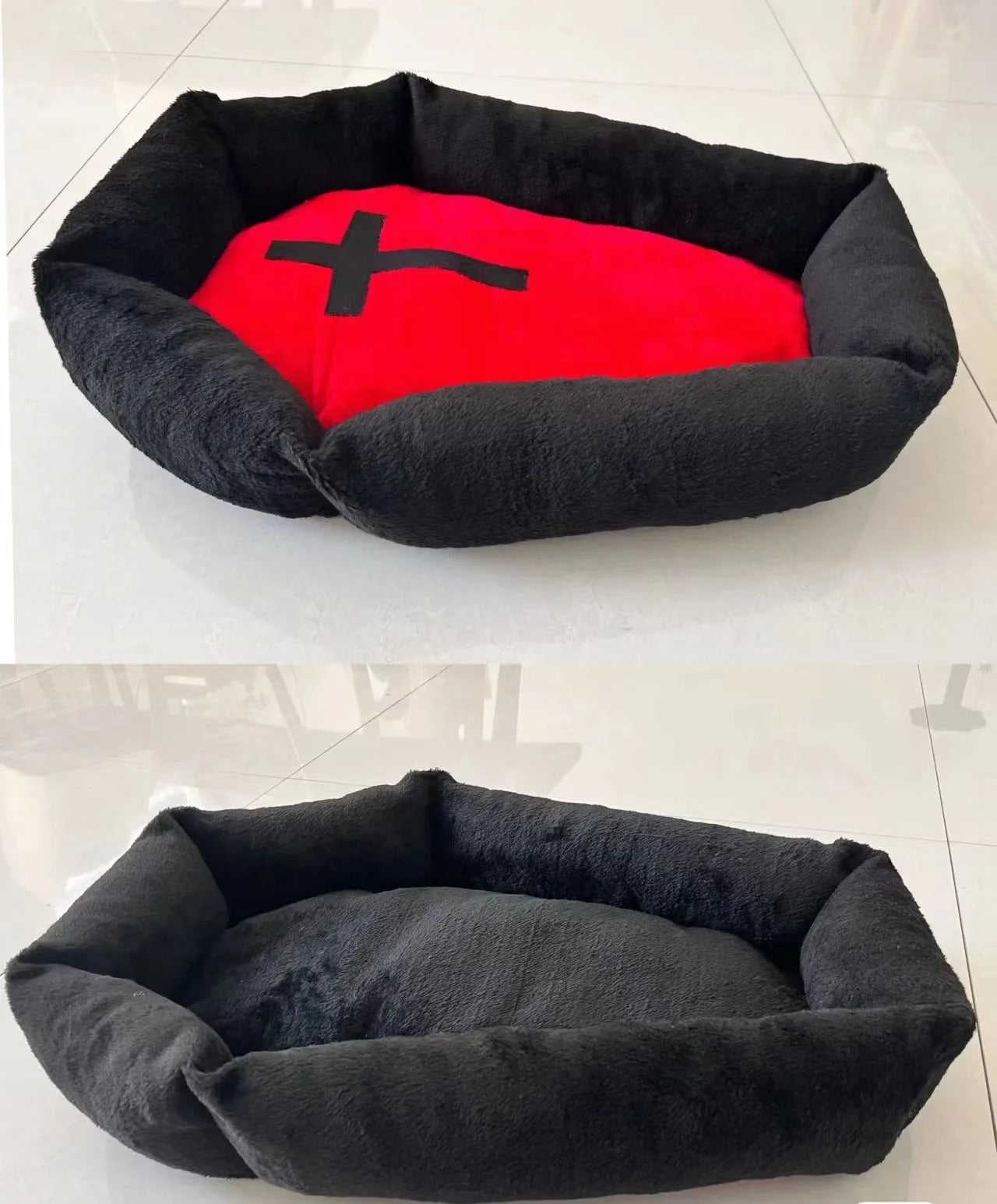 KFX-6983869 Cozy Halloween-Themed Pet Bed for Dogs and Cats - Wooden Design