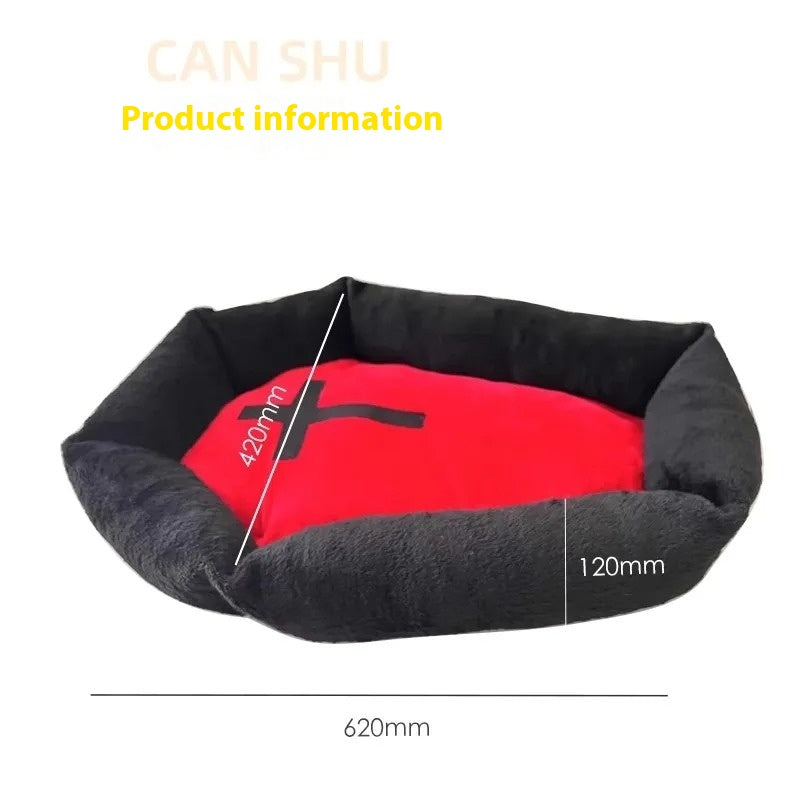 KFX-6983869 Cozy Halloween-Themed Pet Bed for Dogs and Cats - Wooden Design