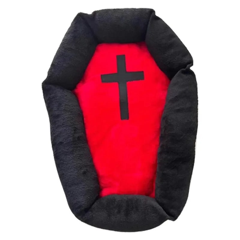 KFX-6983869 Cozy Halloween-Themed Pet Bed for Dogs and Cats - Wooden Design