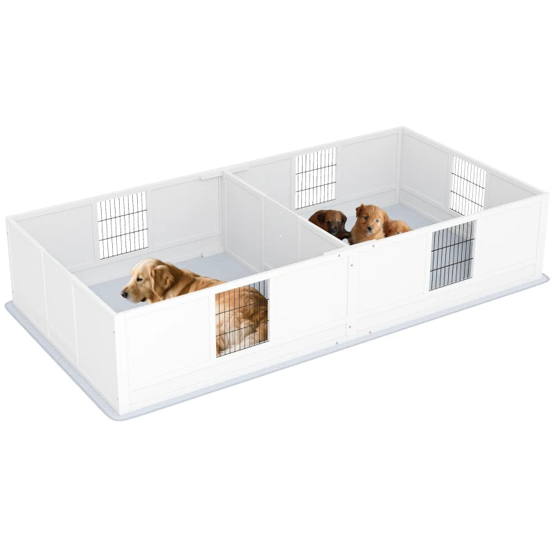 KFX-6984253 Adjustable Two-Room Dog Whelping Box with Washable Pee Pad for Large Breeds