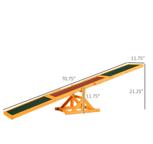 KFX-6985405 Wooden Dog Agility Seesaw for Training and Exercise, Weather-Resistant, 71 Inches Long