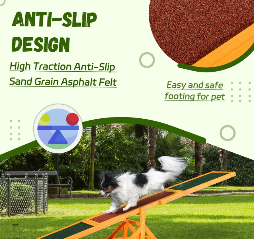 KFX-6985405 Wooden Dog Agility Seesaw for Training and Exercise, Weather-Resistant, 71 Inches Long