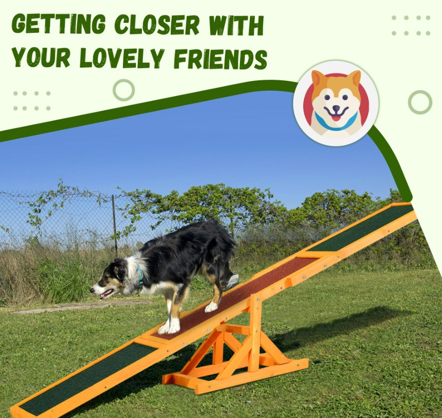 KFX-6985405 Wooden Dog Agility Seesaw for Training and Exercise, Weather-Resistant, 71 Inches Long