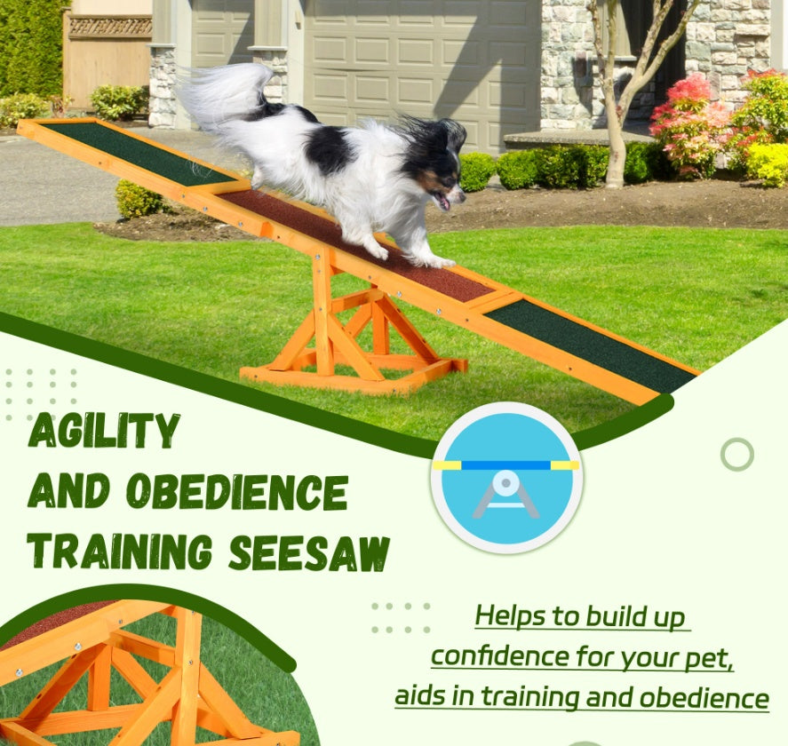 KFX-6985405 Wooden Dog Agility Seesaw for Training and Exercise, Weather-Resistant, 71 Inches Long