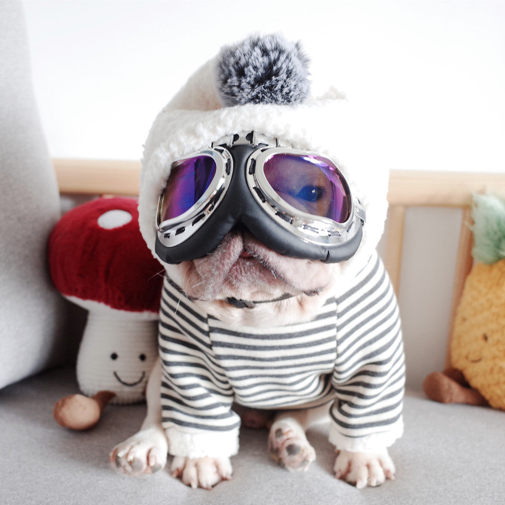 KFX-6985661 Cozy Striped Knitted Hooded Sweater for Dogs - Cotton, Warmth & Casual Style