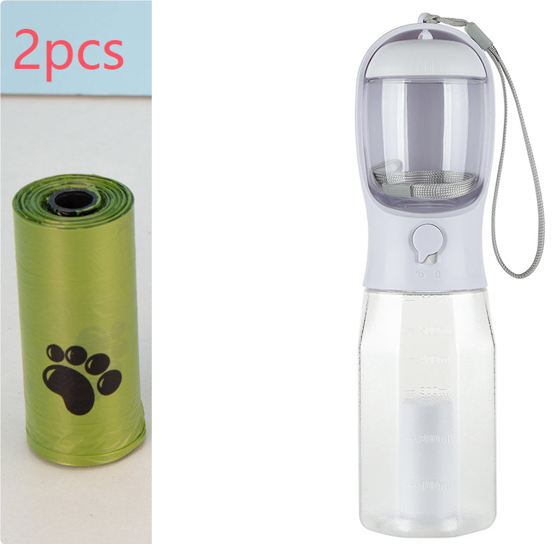 KFX-6986429 3-in-1 Portable Water Bottle & Food Feeder with Poop Dispenser for Pets - Leak-Proof, Convenient, and Compact Design