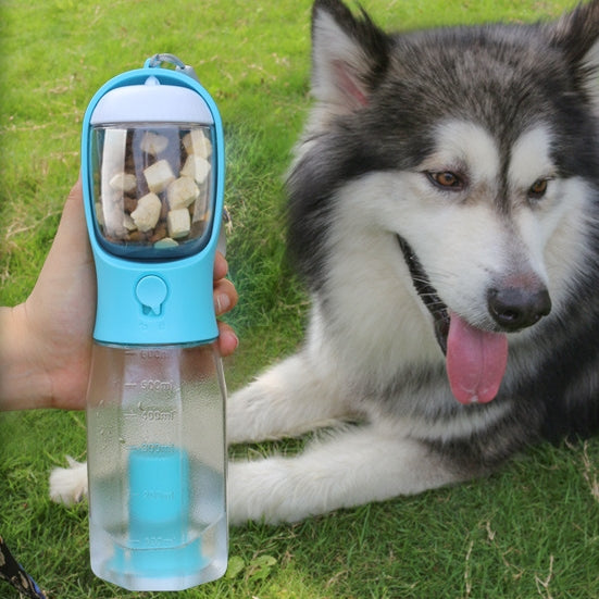 KFX-6986429 3-in-1 Portable Water Bottle & Food Feeder with Poop Dispenser for Pets - Leak-Proof, Convenient, and Compact Design