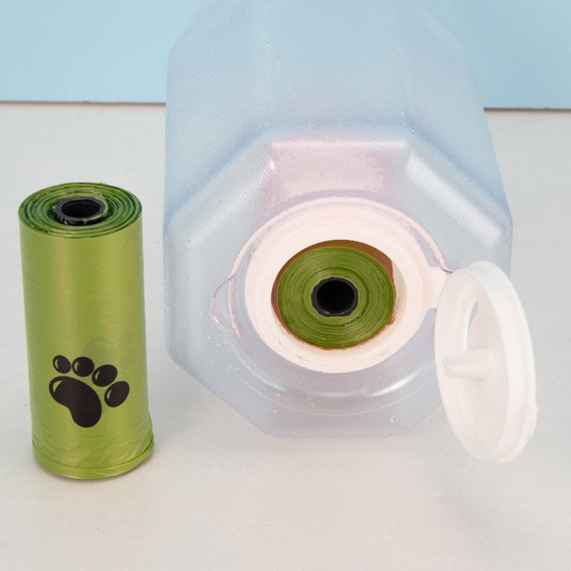 KFX-6986429 3-in-1 Portable Water Bottle & Food Feeder with Poop Dispenser for Pets - Leak-Proof, Convenient, and Compact Design
