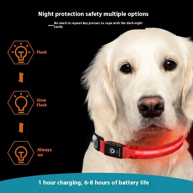 KFX-6988349 Waterproof LED Pet Collar with Luminous Fiber and Color Options for All Seasons
