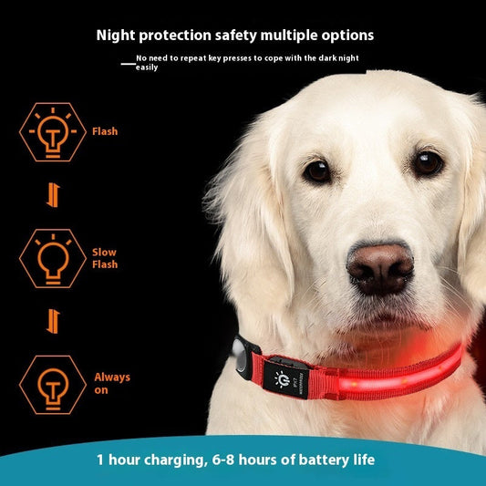 KFX-6988349 Waterproof LED Pet Collar with Luminous Fiber and Color Options for All Seasons