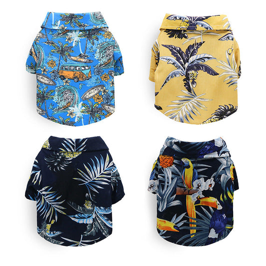 KFX-6988733 Hawaiian Style Pet Shirt for Cats and Dogs – Comfortable Polyester Fabric, Multiple Sizes Available