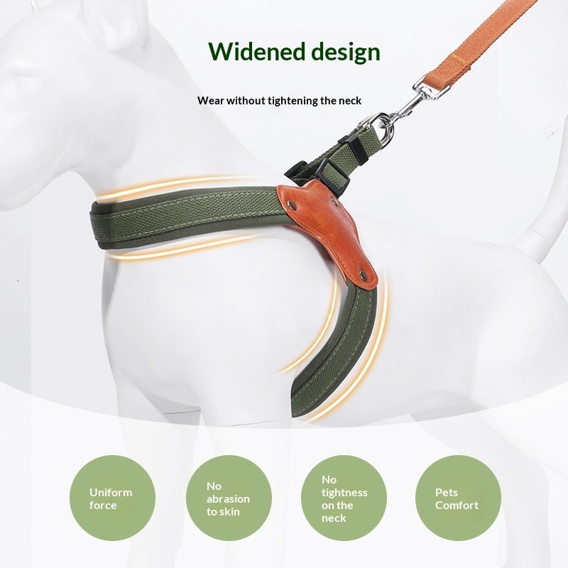 KFX-6989629 Y-Shaped Anti-Escape Dog Leash with Chest Harness for Small to Medium Dogs - Military Green, Red, Black, Brown
