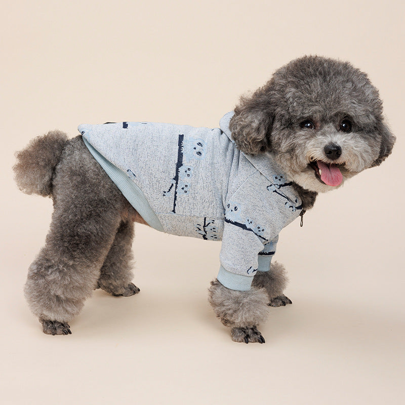 KFX-6990909 Casual Cotton Pet Sweater with Zipper - Blue & Pink, Sizes S to XXL