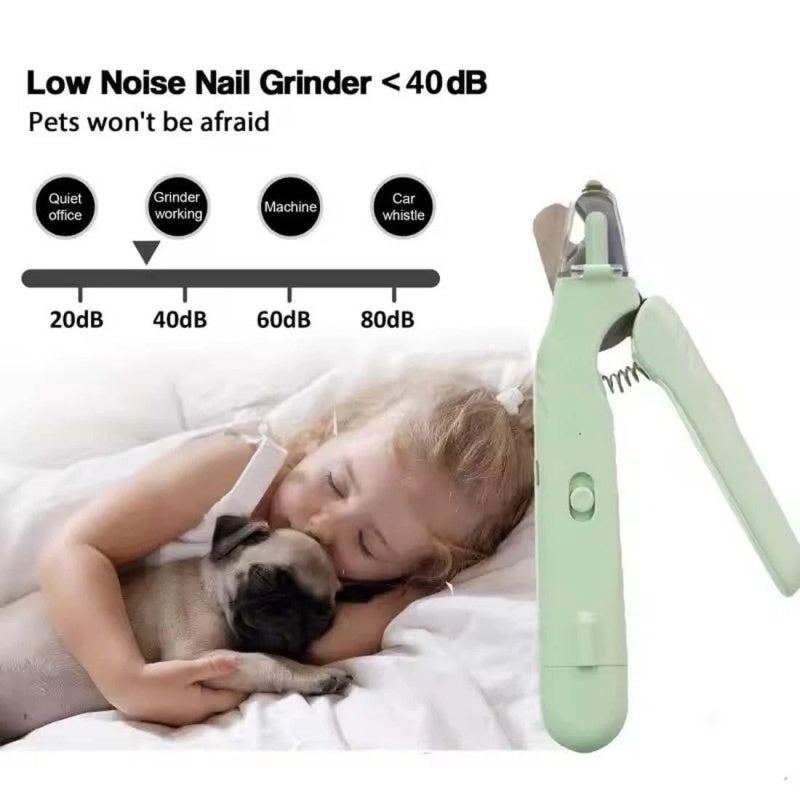 KFX-6991805 White Pet Nail Trimmer with Light - 2 in 1 Clipper and Grinder for Dogs and Cats