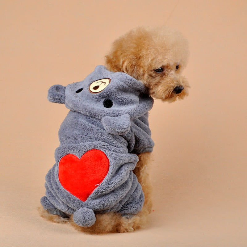 KFX-6994493 Cozy Four-Legged Coral Fleece Pet Outfit for Dogs