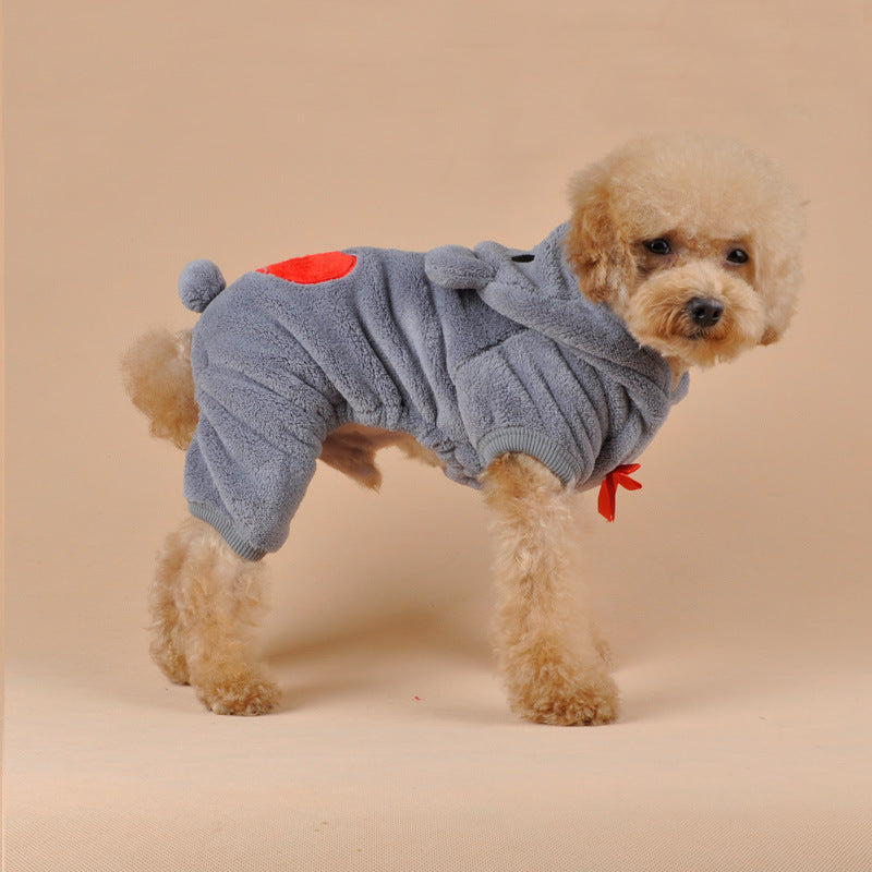 KFX-6994493 Cozy Four-Legged Coral Fleece Pet Outfit for Dogs