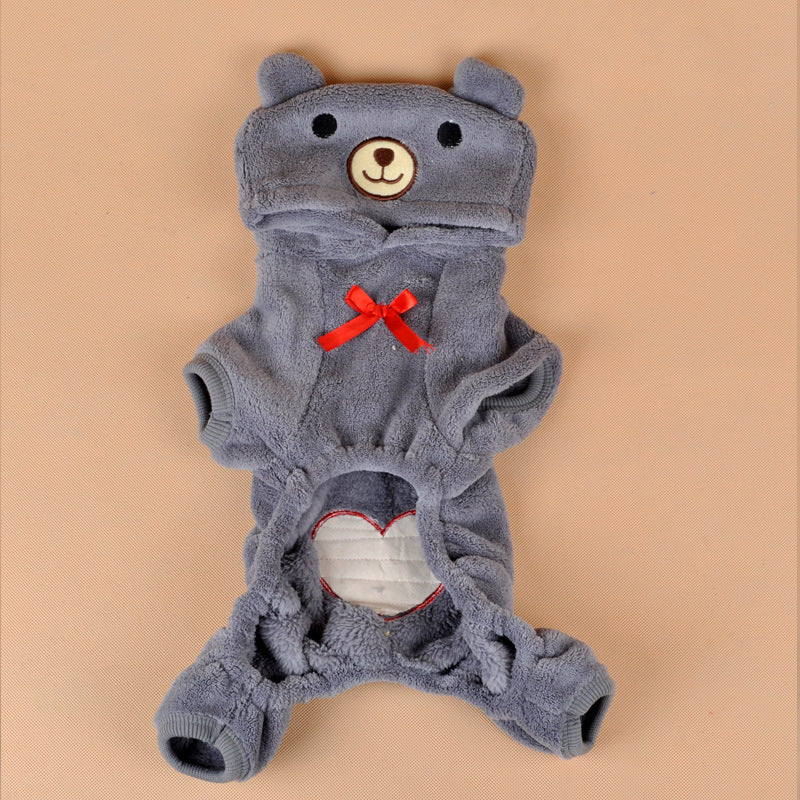 KFX-6994493 Cozy Four-Legged Coral Fleece Pet Outfit for Dogs
