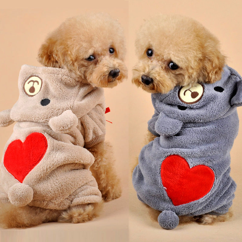 KFX-6994493 Cozy Four-Legged Coral Fleece Pet Outfit for Dogs