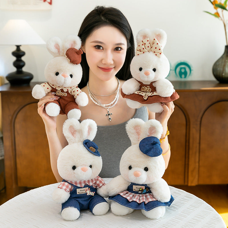 KFX-6995773 Plaid Bear Rabbit Plush Toy for Youth Couples - Cute 23CM Soft Stuffed Animal