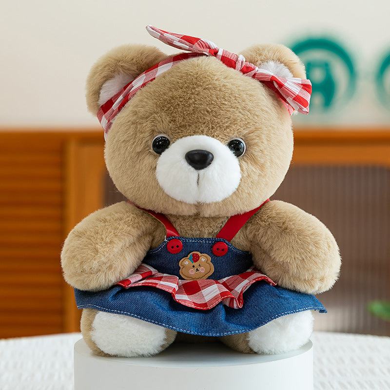 KFX-6995773 Plaid Bear Rabbit Plush Toy for Youth Couples - Cute 23CM Soft Stuffed Animal