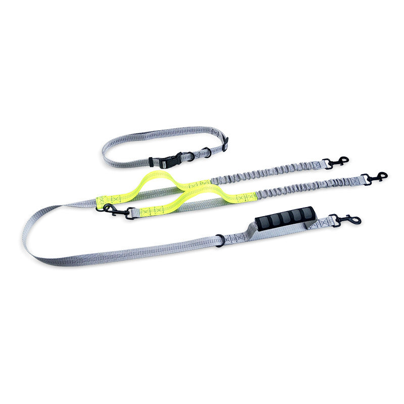 KFX-6995901 Reflective Telescopic Dog Leash with Traction Rope - Adjustable 165-185cm, Fluorescent Green, Orange & Dark Green Options