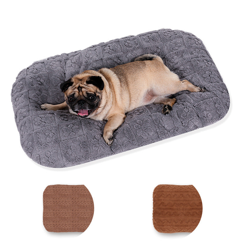 KFX-6997949 Soft Plush Flannel Pet Bed - Warm Thick Comfortable Mattress for Cats and Dogs, Machine Washable, Available in Multiple Sizes