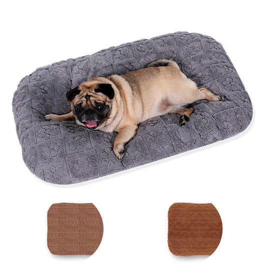 KFX-6997949 Soft Plush Flannel Pet Bed - Warm Thick Comfortable Mattress for Cats and Dogs, Machine Washable, Available in Multiple Sizes