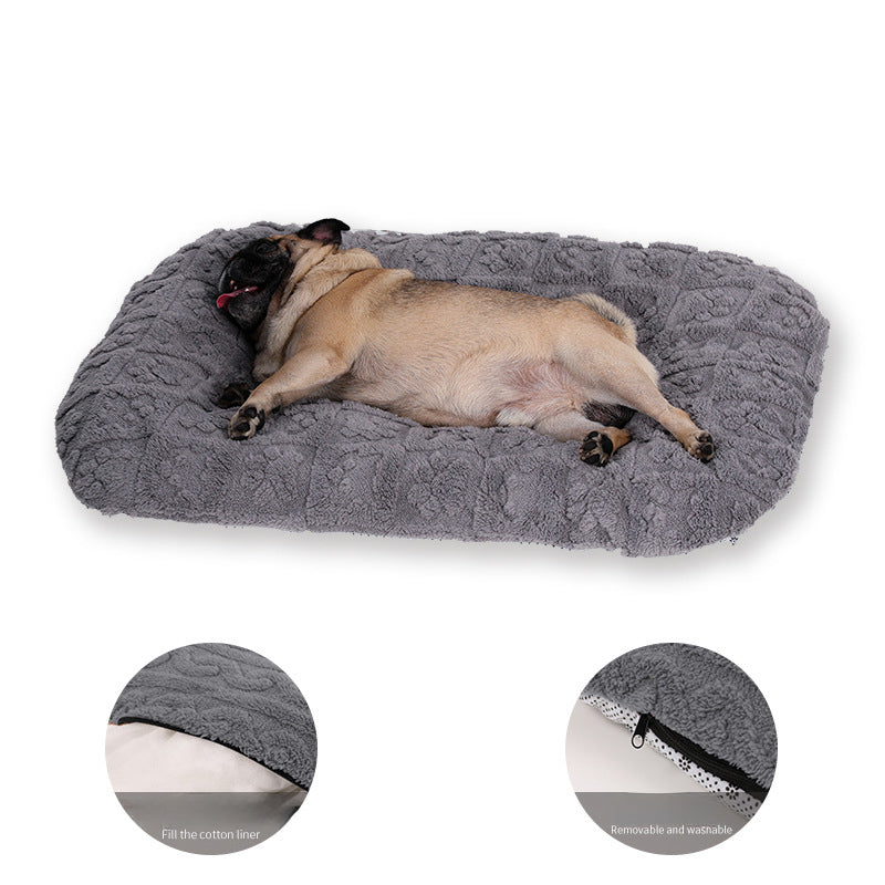 KFX-6997949 Soft Plush Flannel Pet Bed - Warm Thick Comfortable Mattress for Cats and Dogs, Machine Washable, Available in Multiple Sizes