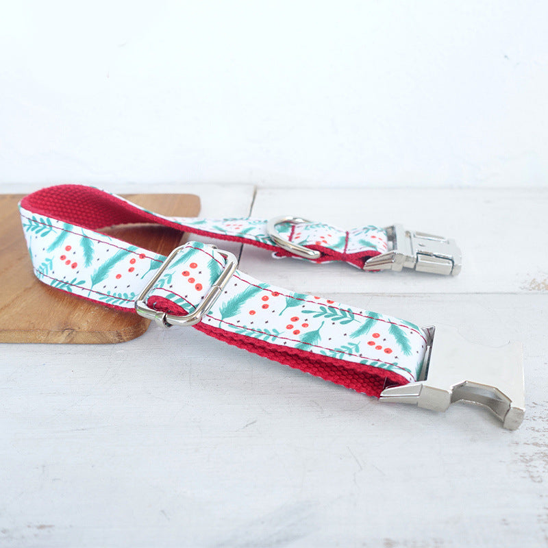 KFX-6998077 Christmas Leaf Design Polyester Dog Collar - Multiple Sizes Available