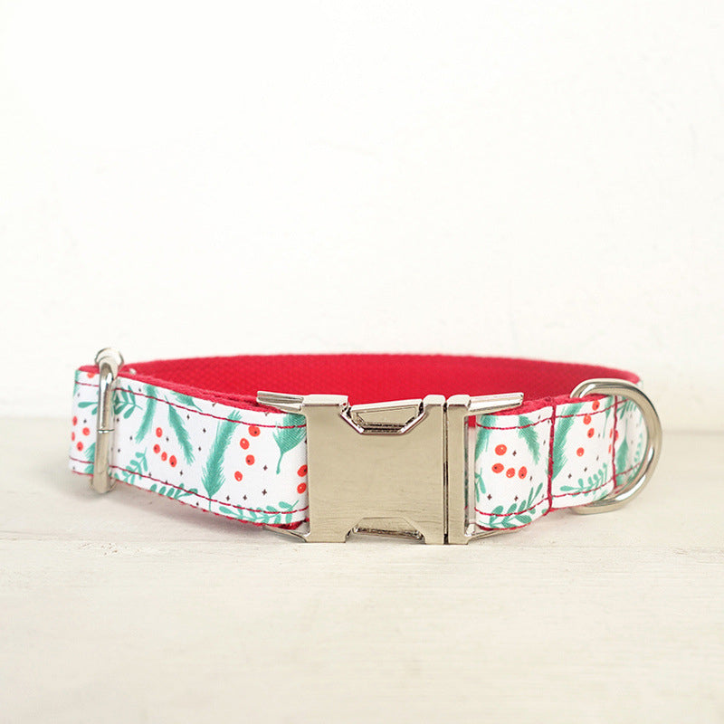 KFX-6998077 Christmas Leaf Design Polyester Dog Collar - Multiple Sizes Available