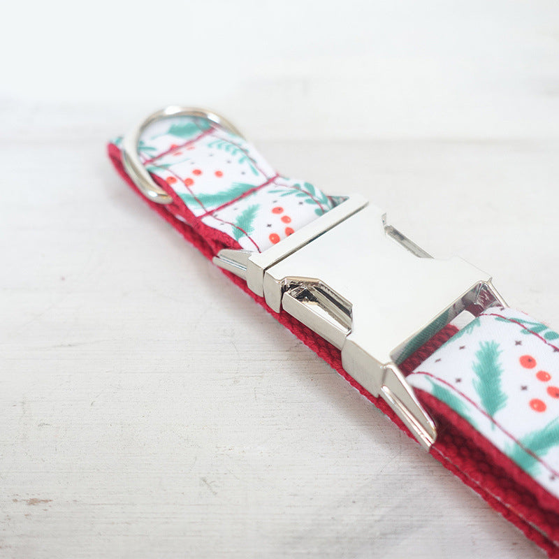 KFX-6998077 Christmas Leaf Design Polyester Dog Collar - Multiple Sizes Available